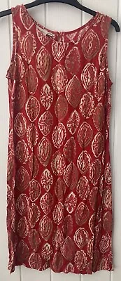 Charlotte Halton Red Dress Size 10 - Summer Dress With Geo Aztec Print • £13