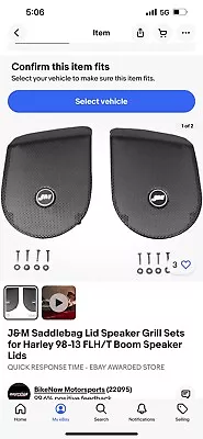 J&M Saddlebag Lid Speaker Grill Sets For Harley 98-13 FLH/T Boom Speaker Lids • $79