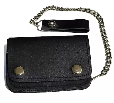 £14.99 • Buy Mens Biker Black Leather Wallet With Security Chain Strap