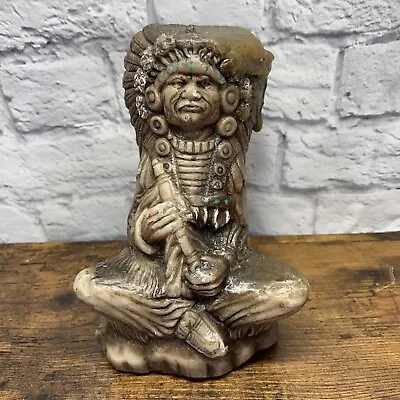Vintage Cigar Store Indian Candle 9  Peace Pipe Native American Rare Wax Large • $14.99