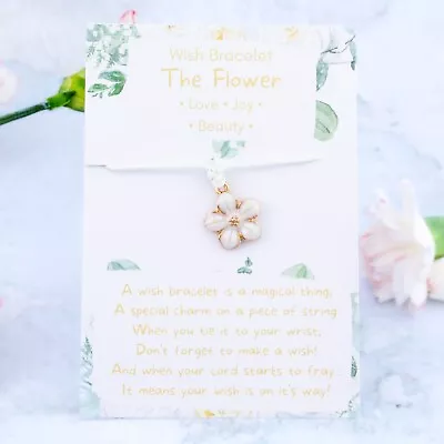 Flower Girl Wish Bracelet Tie On Make A Wish White Flower Gifts Wedding Day • £3.49