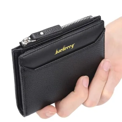 Men Leather Wallet ID Credit Card Holder Clutch Bifold Pocket Zipper Coin Purse • $6.82