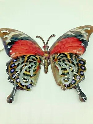 Butterfly Wall Art Red Brown  Metal Garden Ornament Indoors Outdoors 281050A • £6.99