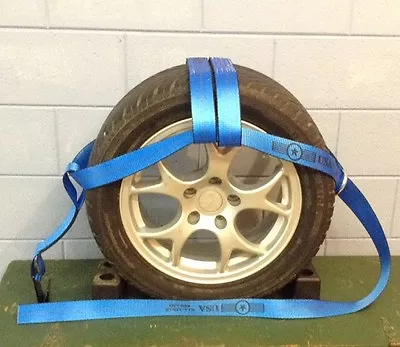 Car Tow Dolly Wheel Net Double Top Tie Down Towing Wrecker  Flat Hook USA BLUE • $63.01