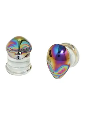 Morbid Metals Iridescent Alien Head Glass Plug Set Of 2 Size 1/2  *Brand New* • $18