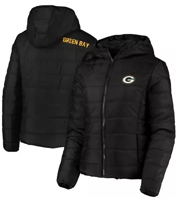 Women's Green Bay Packers WEAR By Erin Andrews Black Puffer Full-Zip Jacket M • $50