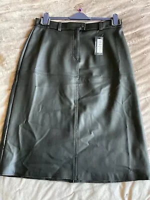BNWT M&S Black Faux Leather Midi Skirt SIZE 16 RRP £35.00 • £5.99