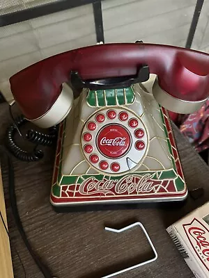 Vintage Coca-Cola Telephone  Light Up Stained Glass Land Line Phone UNTESTED • $10