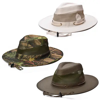 £13.99 • Buy Mens Aussie Bush Camo Vented Outback Safari Lightweight Wide Brim Summer Sun Hat