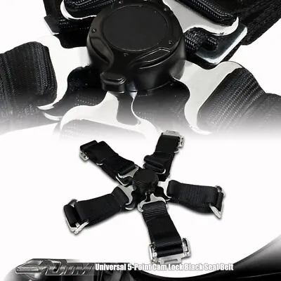 1 X Universal Black Heavy Duty 5-Point Camlock Safety Harness Racing Seat Belt • $36.99