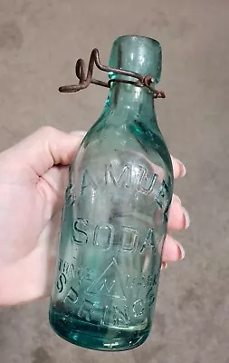Samuel Soda Springs Natural Mineral Water Antique Aqua Blob Top Glass Bottle E-S • $45
