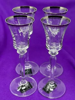 Mikasa Set Of 4 Jamestown Cordial/Port Crystal Glass Platinum Trim 7  Austria • $38.03