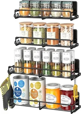 WELDUN Set Of 4 Magnetic Spice Rack Magnetic Shelf For Refrigerator Hanging... • £13.29