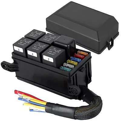 Universal Car Marine 6-Way Relay+5Road Blade Fuse Holder Box Block For Auto Car • £29.51