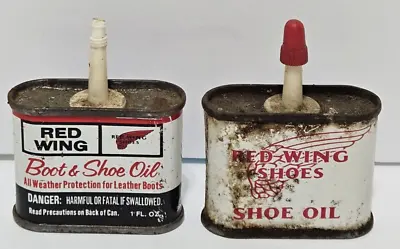 Vintage Red Wing Shoes Advertising 1oz Empty Metal Tins Boot & Shoe Oil Lot Of 2 • $19.99