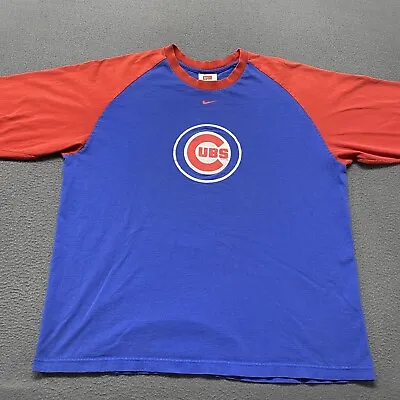 Vintage Chicago Cubs Shirt Men’s Large Blue Red Center Swoosh Nike MLB Baseball • $10.50
