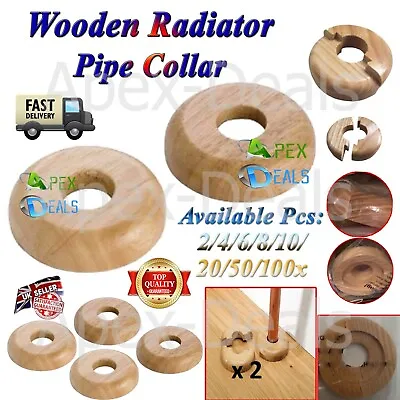 Solid Oak Wood Radiator Pipe Collars Wooden Rings Real Floor Cover 2/4/6/10/50x • £4.69