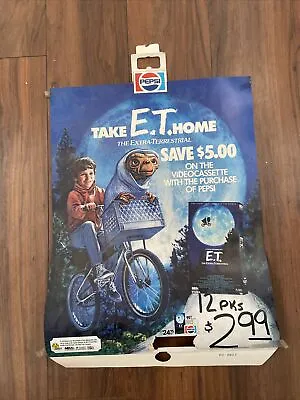 VTG 1988 Take E.T. ET Home On VHS Videocassette Movie Store Pepsi Display Sign • $9.99