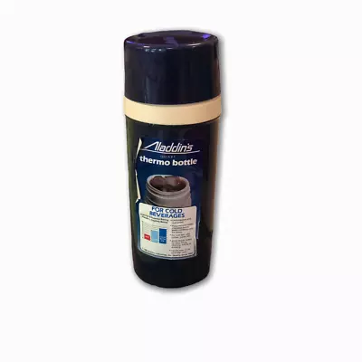 Vintage 80s Aladdin’s Navy Blue Plastic Thermo Bottle For Cold Beverages 1 Quart • $18.69