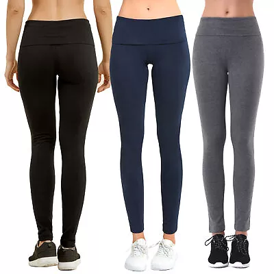 Mopas Women's Cotton Stretch Ankle Length Slim Fold-Over Tight Leggings • $11.99