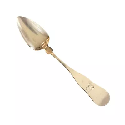 Antique J. Moulton Fiddleback Spoon 6” Federal Style Monogram HJF 1800-1849 USA • $56.89