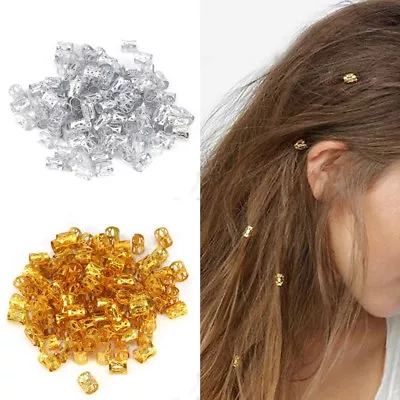 £3.89 • Buy 100 Pcs Hair Braid DIY Dread Dreadlock Beads Adjustable Braids Cuff Clip- %^)UK