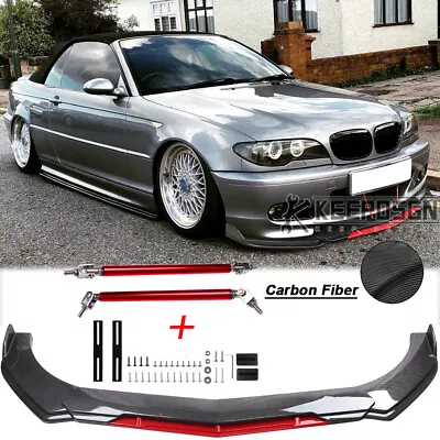 CARBON FIBER Front Bumper Lip Splitter Spoiler Rods For 3 Series E46 E36 E30 M3 • $103.77