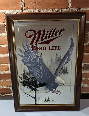 Vintage Miller High Life Beer Wildlife Series Bald Eagle Mirror Sign • $74.99