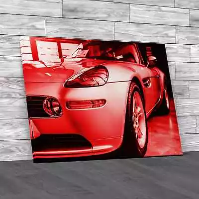 Vintage Car 2 Red Canvas Print Large Picture Wall Art • £21.95