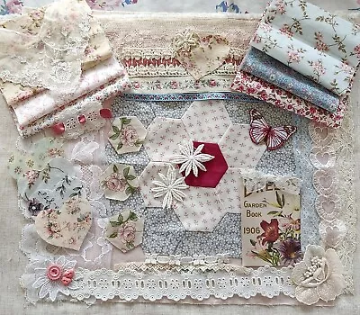 Vintage Fabric Lace Trim Scraps Snippets Slow Stitch Textiles Craft Journals  • $12.99