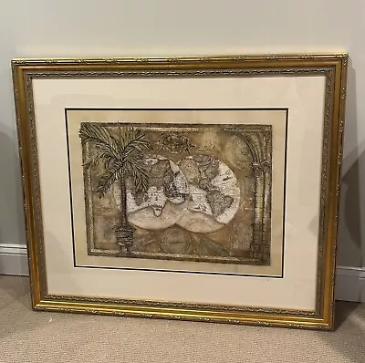 Coastal Framed Art  Vintage C. Winterle Olson Gold Framed Old World Map • $350