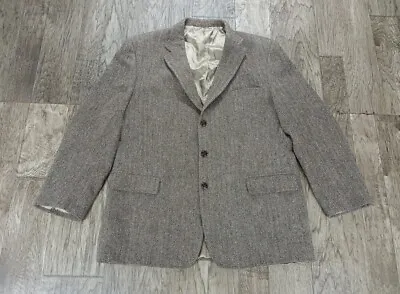 Vtg Jos A Bank Harris Tweed Herringbone Wool Sport Coat Blazer Men's Size 48L • $55