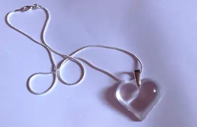 Pendant -lalique Large Clear Heart Pendant & 18  Silver Chain -boxed Stunning! • £175