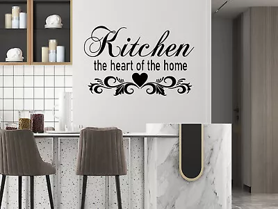 Wall Art Sticker The Kitchen Is The Heart Home Decals Kitchen Quote Ornamemt DIY • £4.59