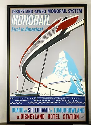 1:1 Sized Canvas Monorail Poster Signed By Legengary Disney Imagineer Bob Gurr • $600