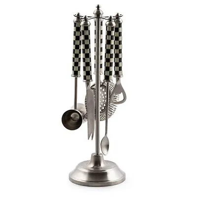 MacKenzie-Childs Courtly Check Bartender Kit With Strainer Stirrer Jigger • $75