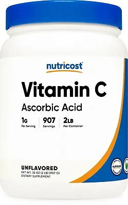 Nutricost Vitamin C Powder 2 LBS - Pure High Quality Vitamin C (Ascorbic Acid) • $26.98