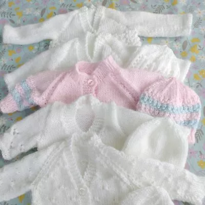 Hand Knitted Premature Baby Cardigans Bundle • £12