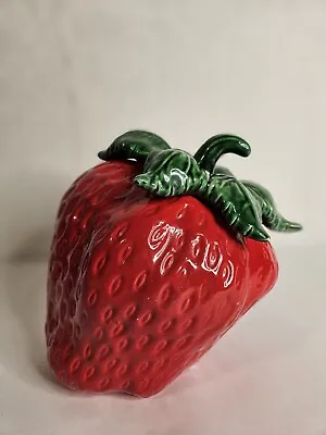 Vintage Rare Ceramic Strawberry Cookie Jar Made N Portugal Collectors Cookie Jar • $40