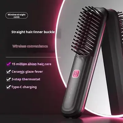 Cordless Hair Straightener Brush Portable Straightening Negative Ion  Sell • $24.28