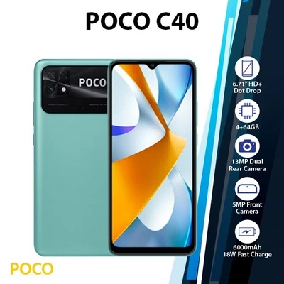 $279 • Buy (New) Xiaomi POCO C40 4GB+64GB Dual SIM Unlocked Android Mobile Phone - GREEN