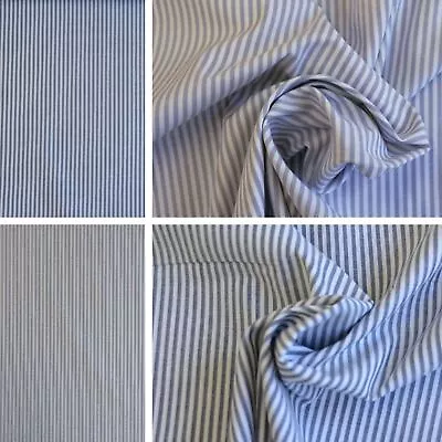 Cotton Chambray Pin Stripe Fabric Shirts Dresses Material 144cm Wide • £1.20