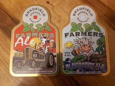 £1.50 • Buy New 2 Pump Clips Bradfield Brewery Farmers Ale Blueberry Ale Beer Pub Yorkshire