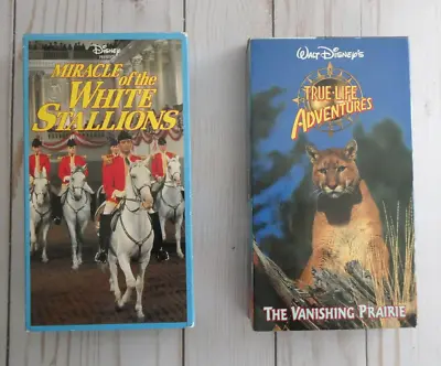 2 DISNEY VHS The Vanishing Prairie 1954 & Miracle Of The White Stallions OOP • $9.99
