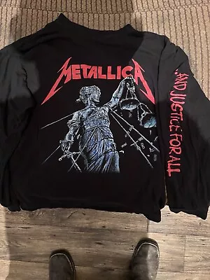 METALLICA And Justice For All Size L Black Long Sleeve Shirt • $10