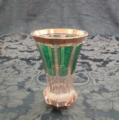 MOSER 1900's 8 Green Paneled Gold Gilded Juice Glass • $295