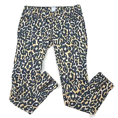 $59 • Buy Sass & Bide Women Brown Leopard Denim Pants Skinny Formal Party Wedding Size 27