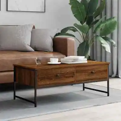 Industrial Wooden Rectangular Living Room Coffee Table With 2 Storage Drawers • £74.09