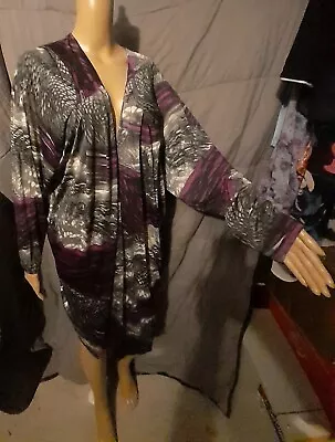 Black & Grey & White & Purple Kimono Shrug Sz L - Sacred Collections Brand -NWT  • $10