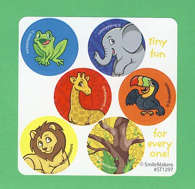 60 Jungle Friends Mini Dot Stickers  - Frog Elephant Toucan Lion Giraffe • $2.20